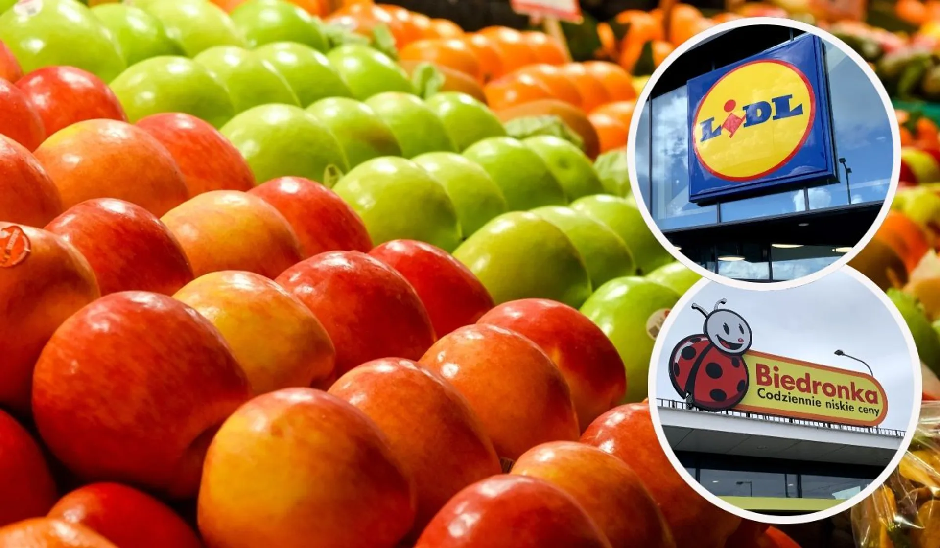 jabłka w sklepie/ Lidl, Biedronka