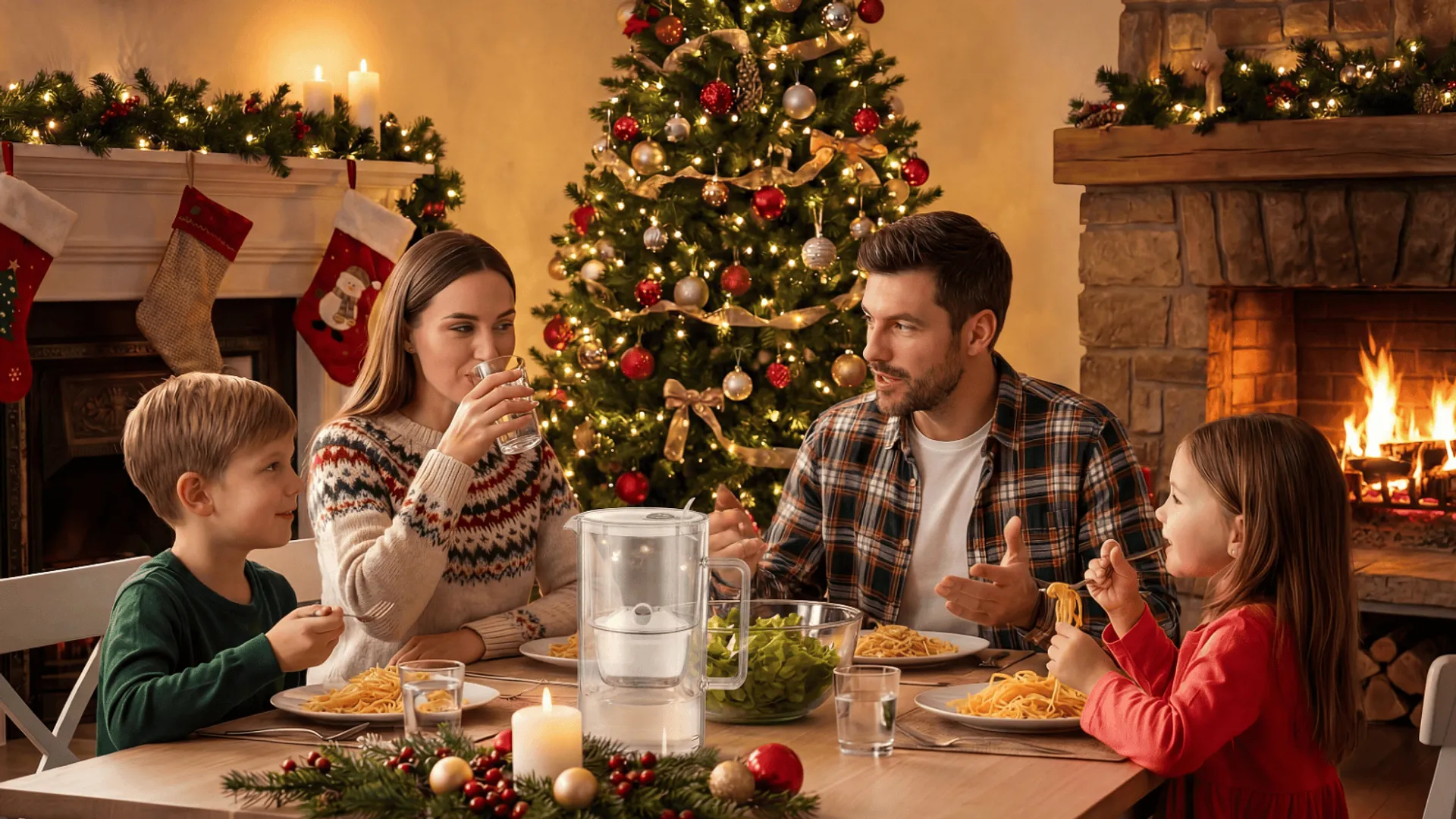 Rodzina przy stole wigilijnym