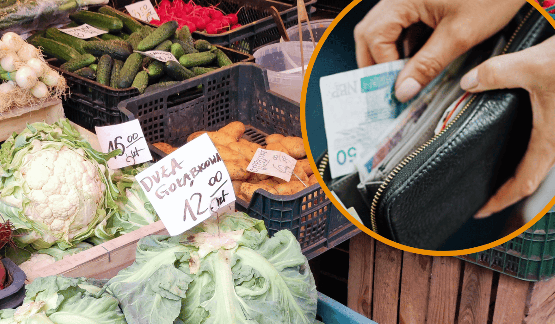 płacenie za warzywa na bazarku