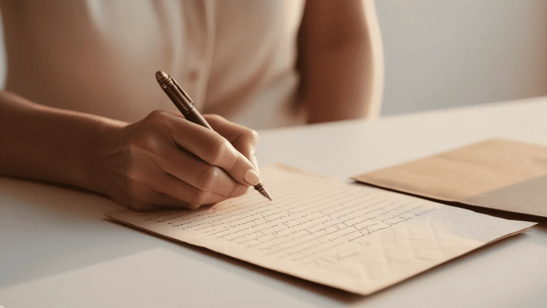 kobieta pisze ręcznie list