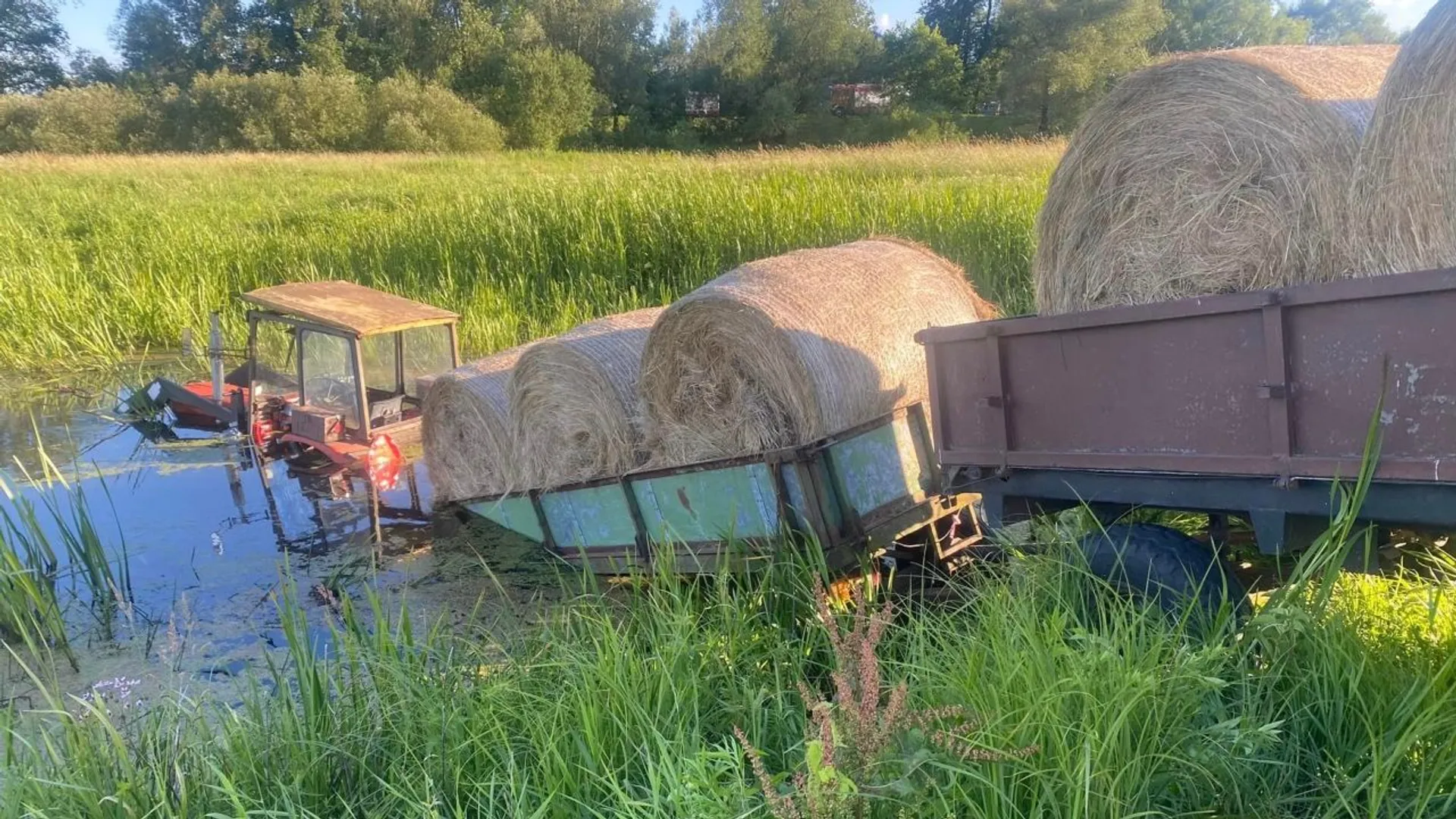 ciągnik w stawie