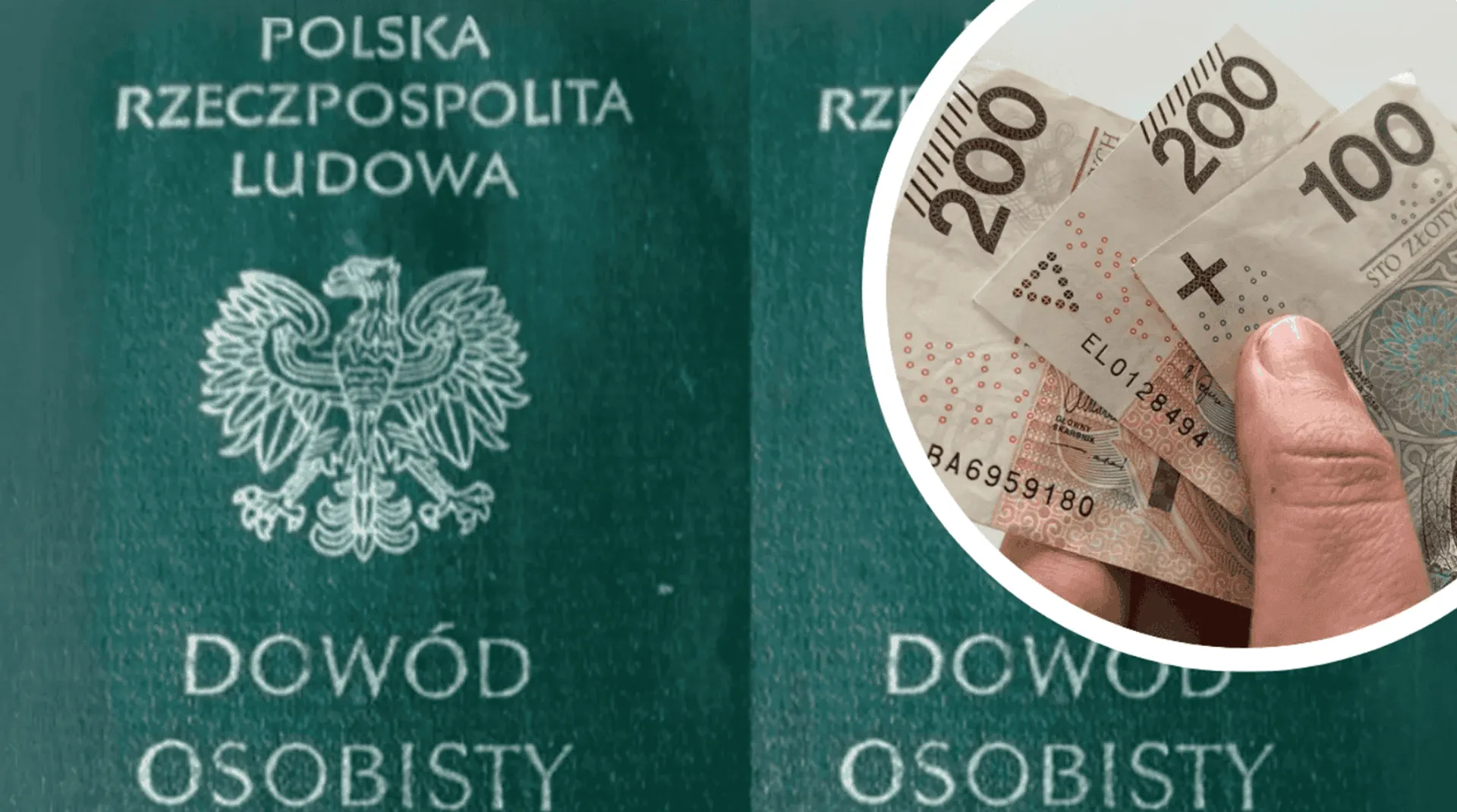 dowód osobisty, pieniądze