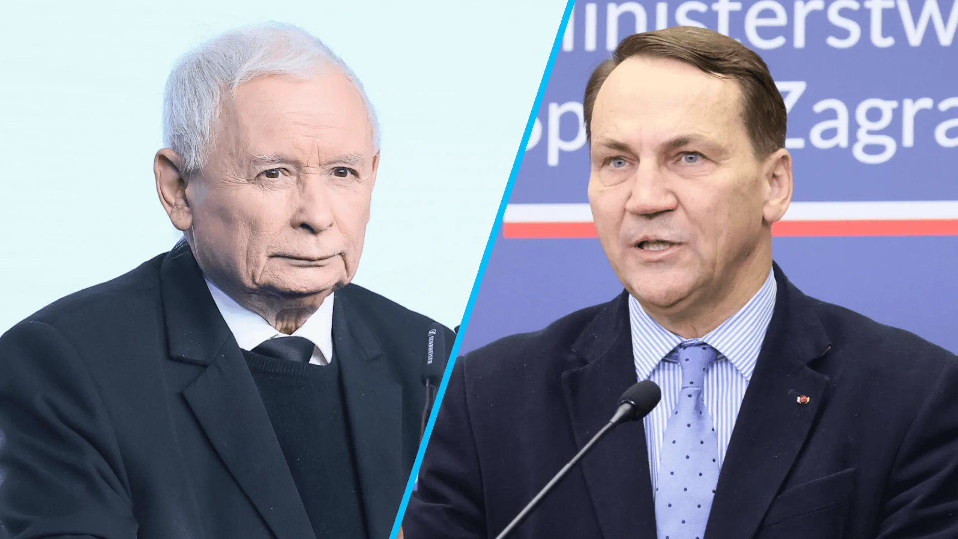 Jarosław Kaczyński, Radosław Sikorski, fot. Adam Burakowski/East News, Wojciech Olkusnik/East News