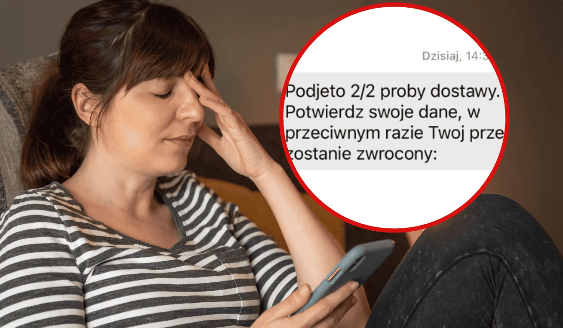 kobieta, telefon, wiadomośc