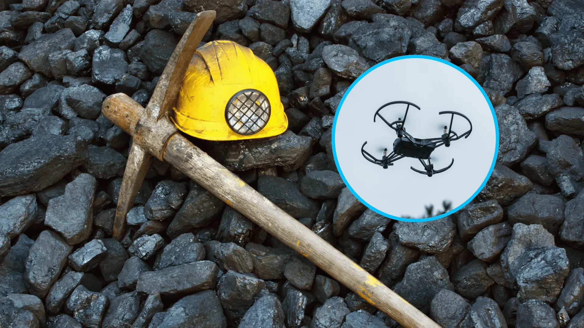 Dron na terenie kopalni, fot. Canva