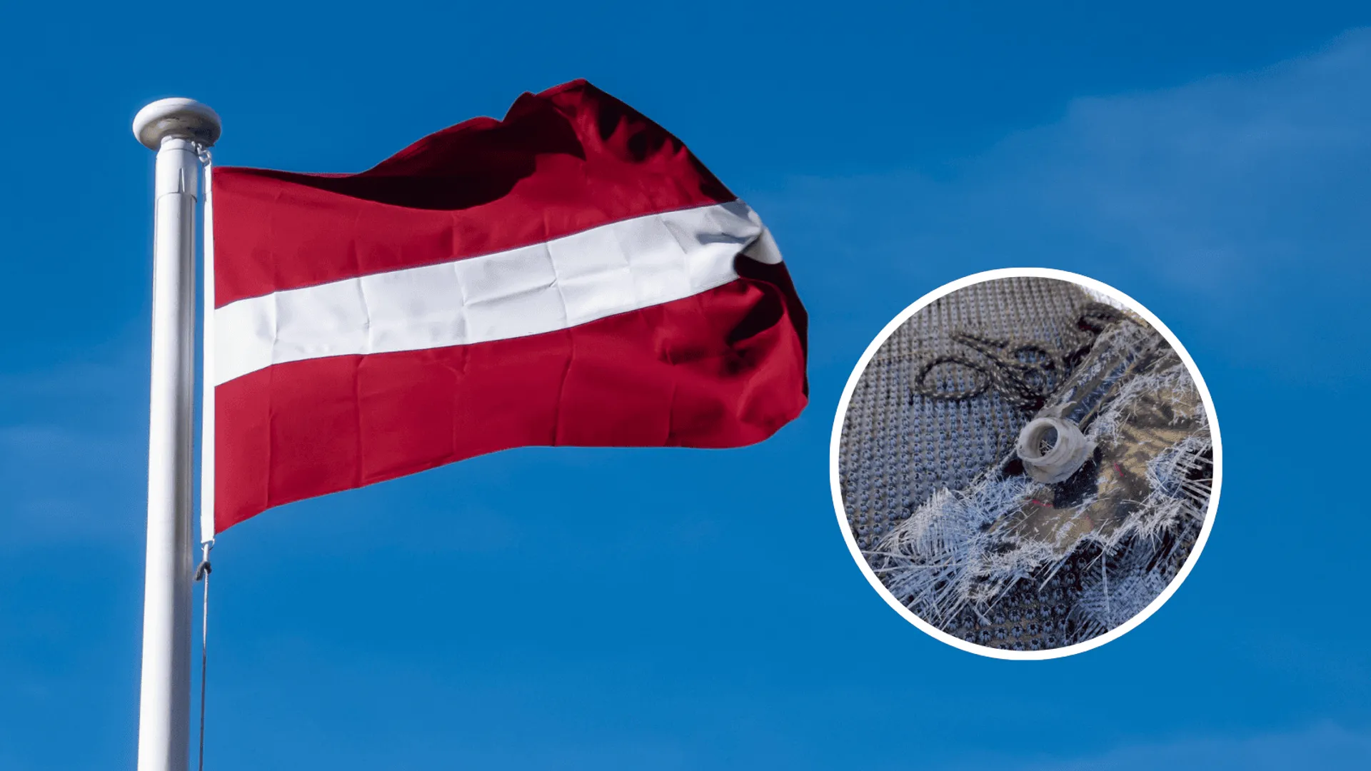 Flaga Łotwy i niezidentyfikowany dron