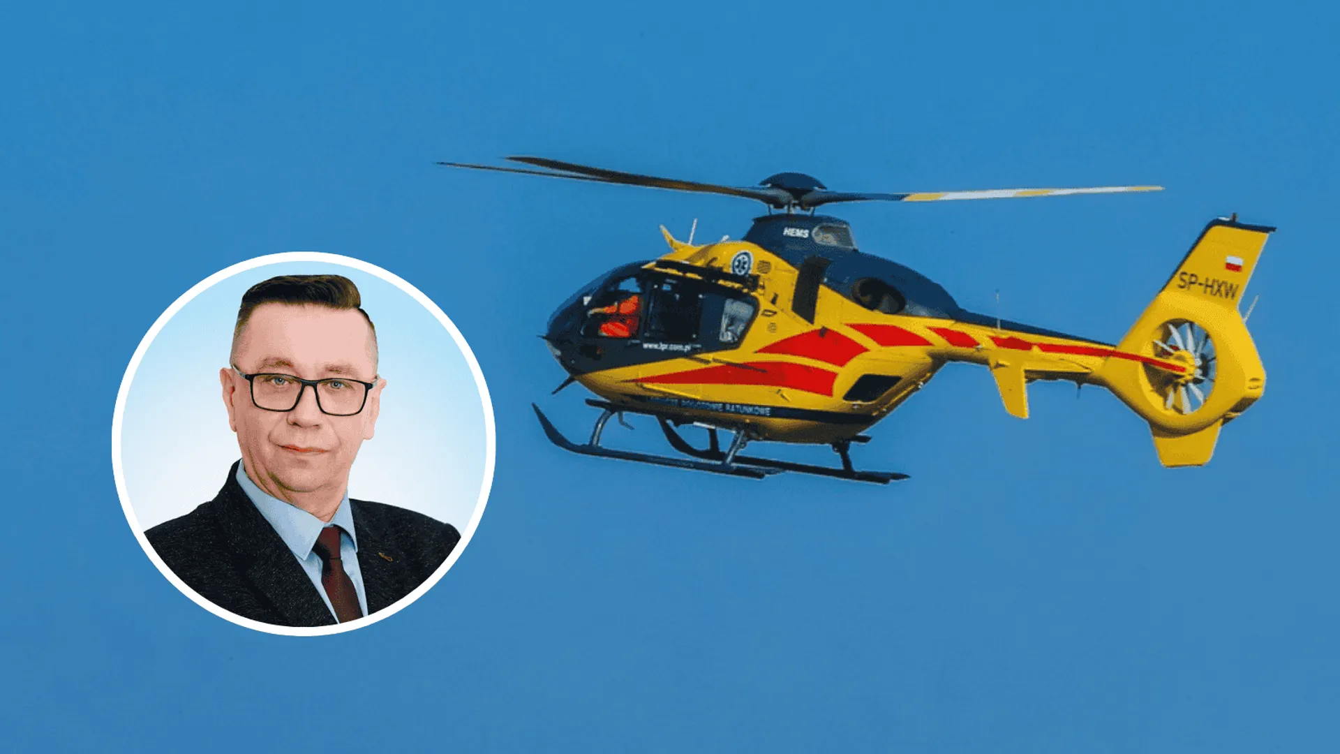Śmigłowiec LPR (zdj. ilustracyjne), Wójt gminy Brzeziny Marek Cieślarczyk (w kółku)