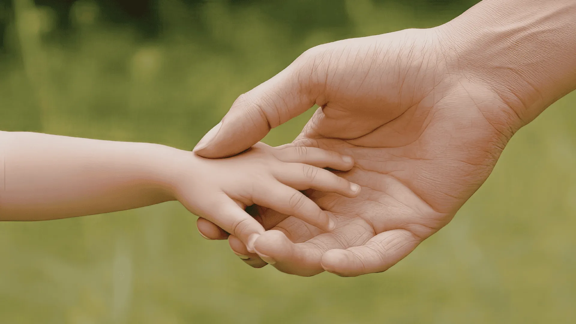 mężczyzna trzyma dziecko za ręke