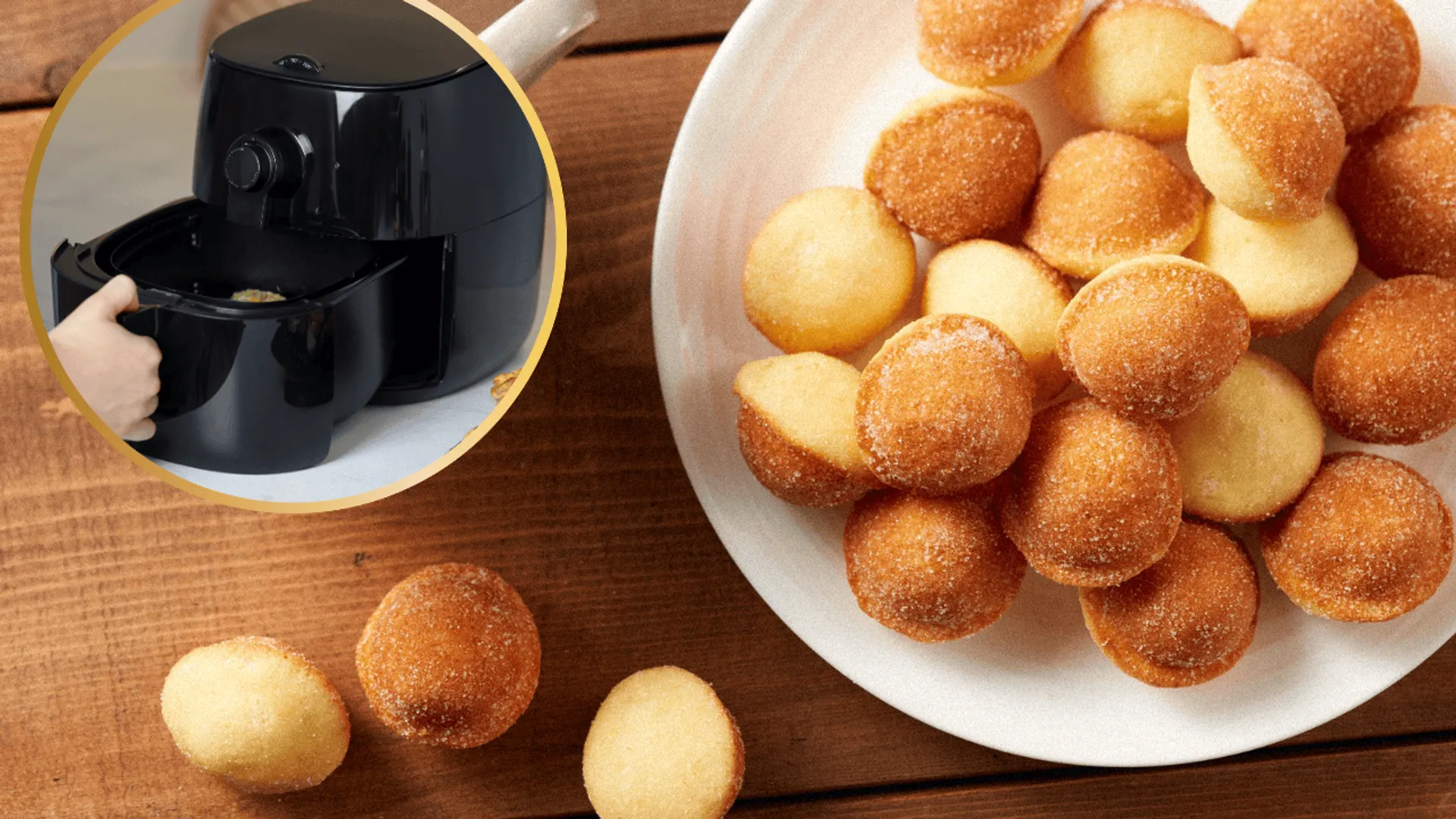 Mini pączki z air fryera - szybka słodka przekąska z kremem czekoladowym 