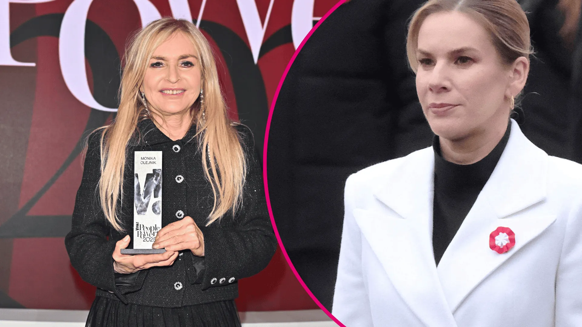 Monika Olejnik z nagrodą, w ramce Marta Nawrocka