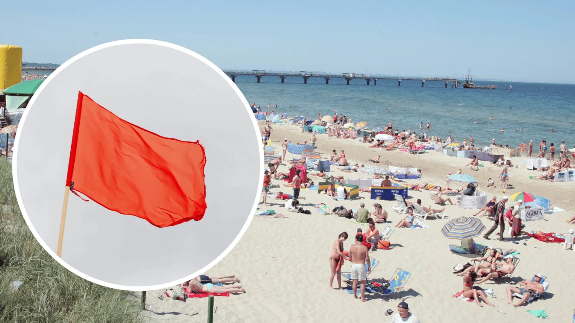 czerwona flaga nad Morzem Bałtyckim