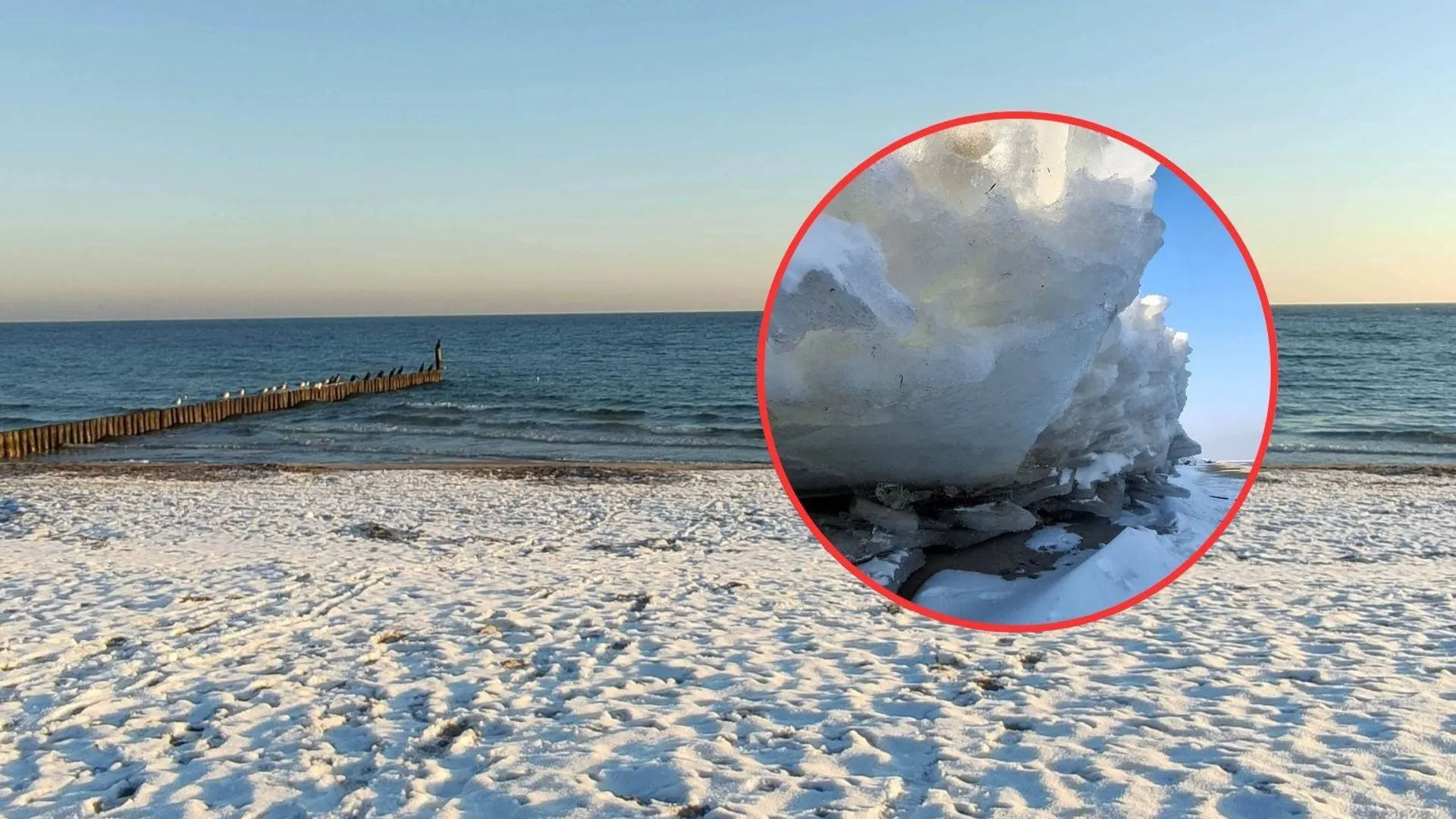 Niezwykle rzadkie zjawisko nad Bałtykiem. Torosy na plaży robią wrażenie