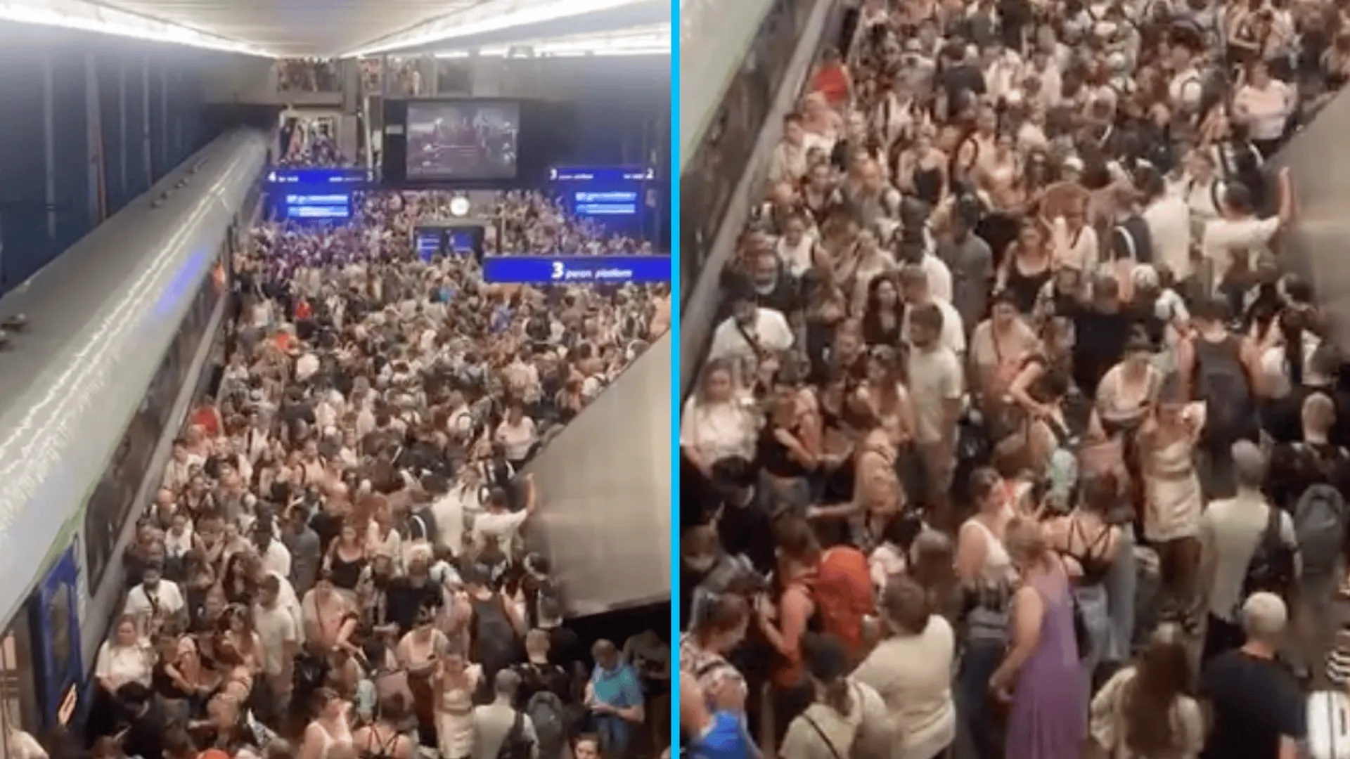 Tłum na Dworcu Centralnym w Warszawie