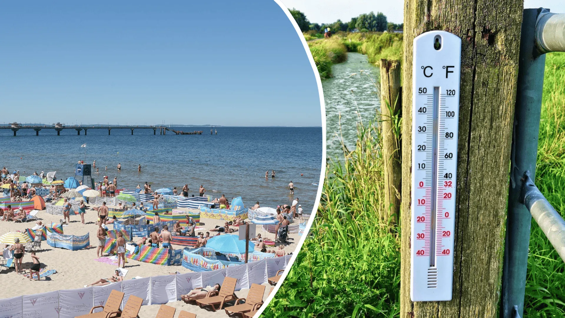 Morze, plaża, termometr