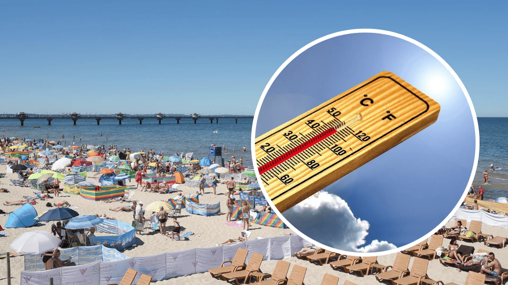 Plaża, pogoda, termometr