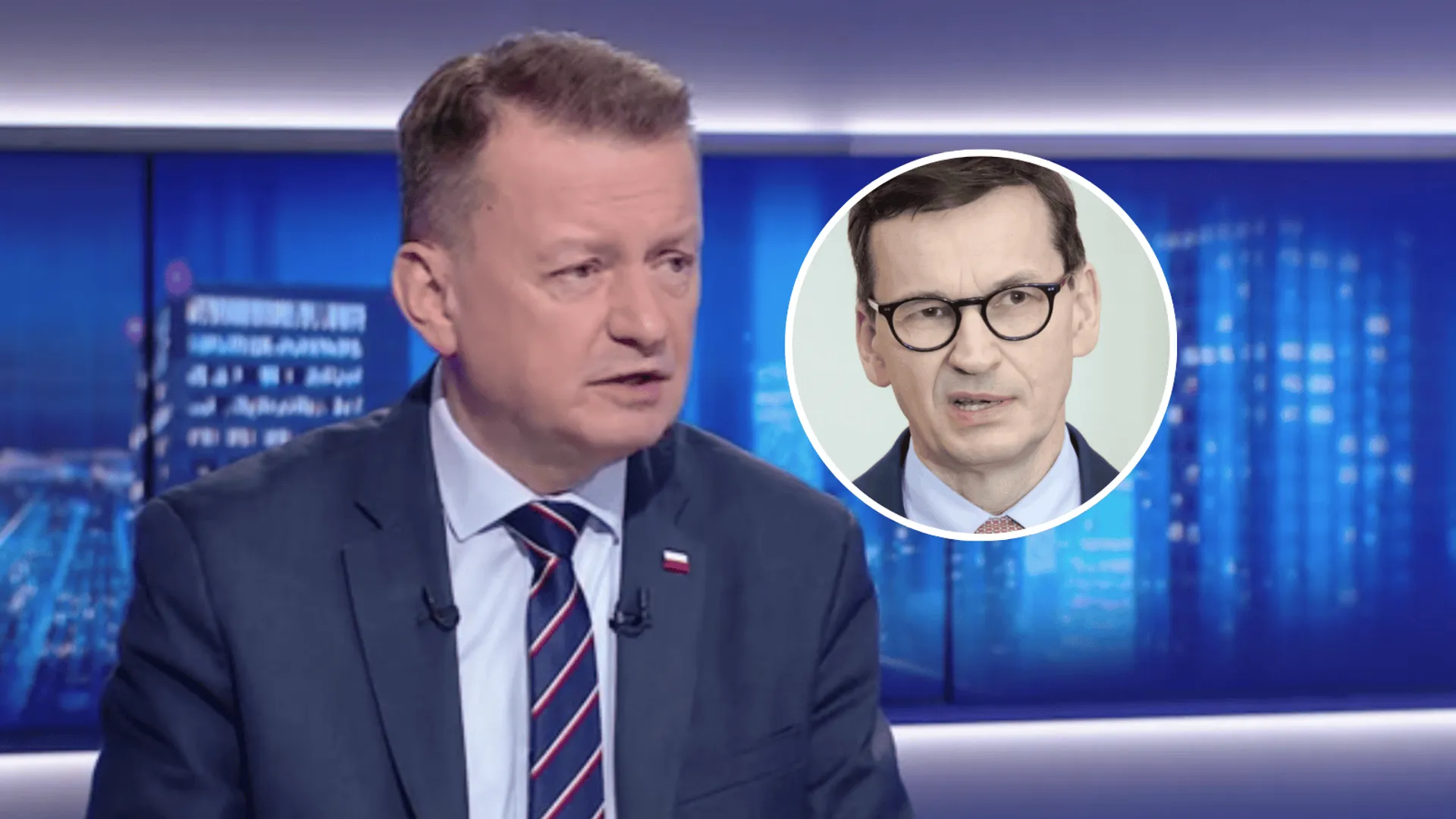 Mariusz Błaszczak, Mateusz Morawiecki, fot. "Gość Wydarzeń"/Polsat News, WOJCIECH STROZYK/REPORTER