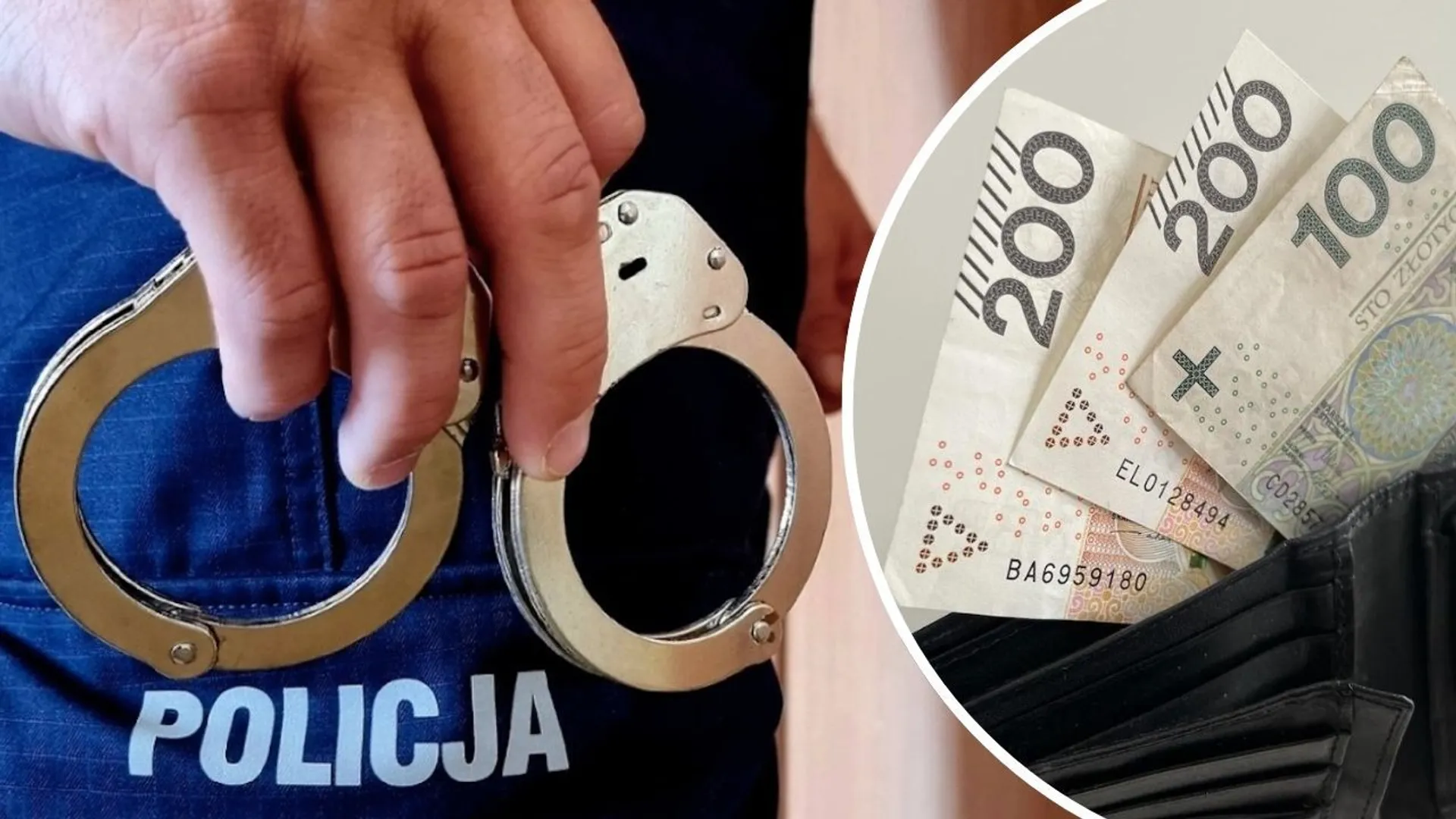 policja kajdanki portfel pieniądze
