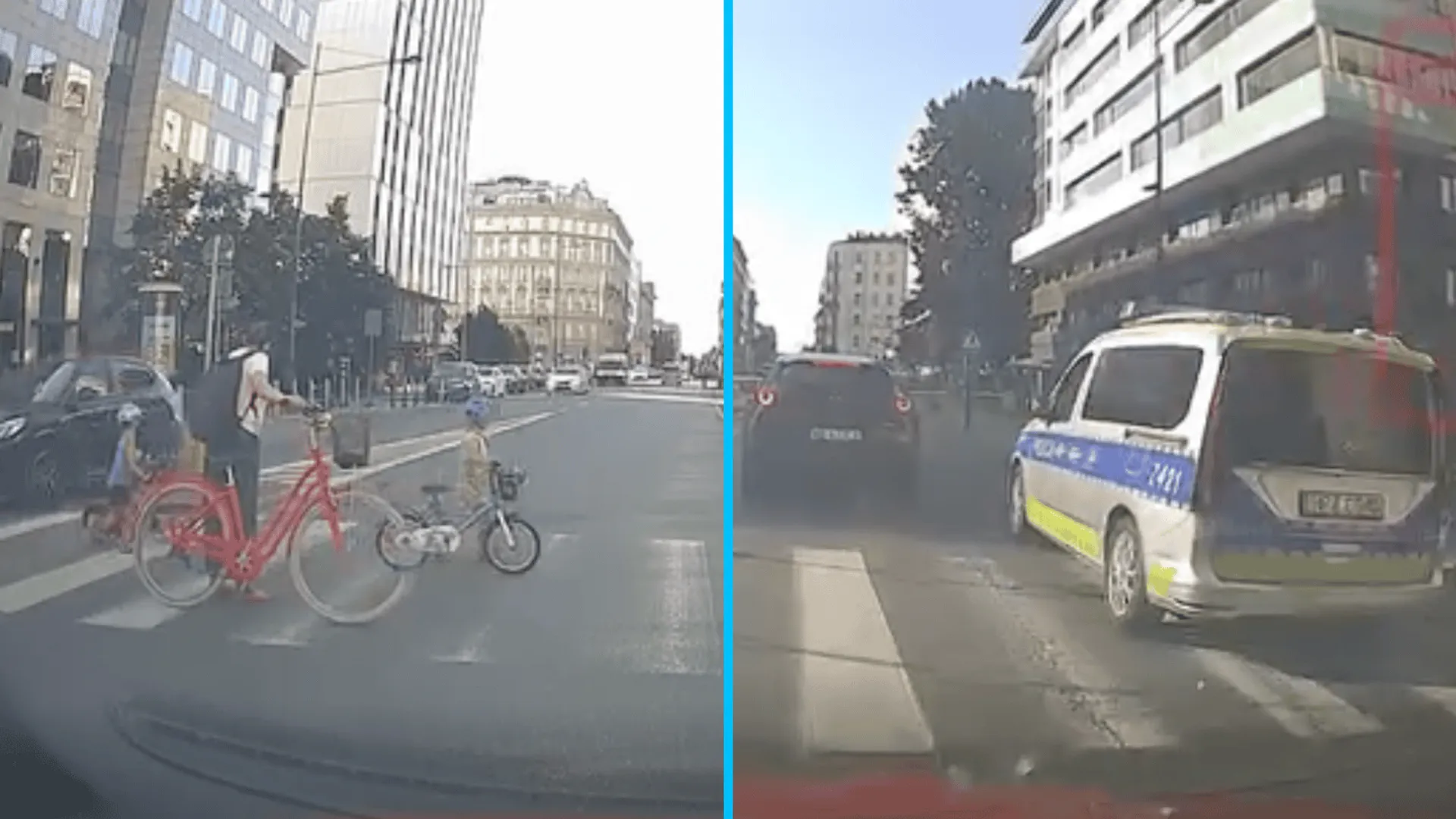 Radiowóz wyprzedzał auta przed przejściem na ul. Żelaznej