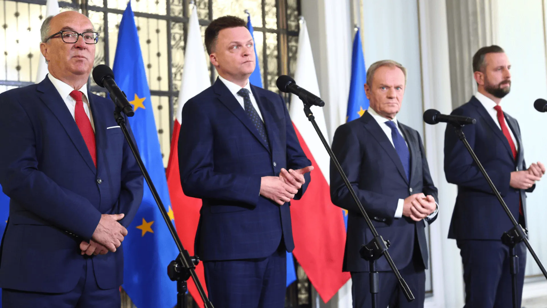 Włodzimierz Czarzasty, Szymon Hołownia, Donald Tusk, Władysław Kosiniak-Kamysz