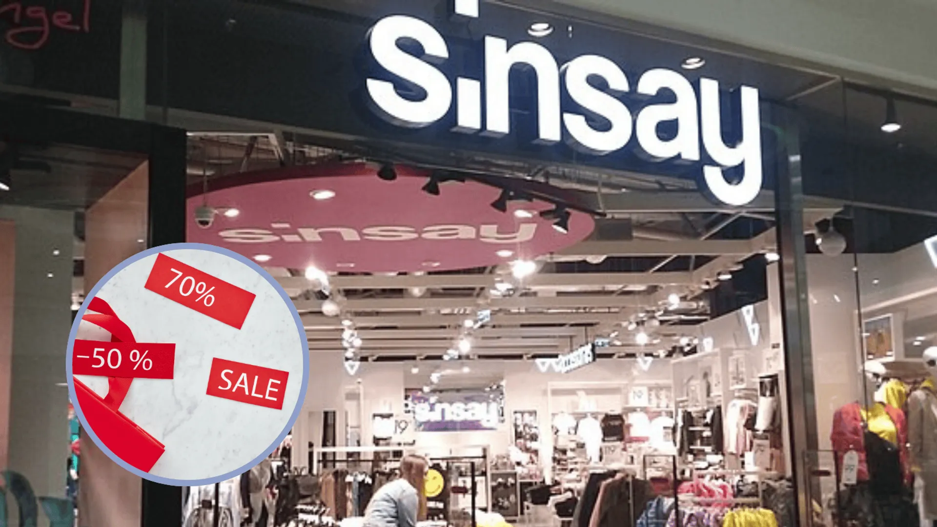 Sklep Sinsay w centrum handlowym, oferta odzieży i dodatków.