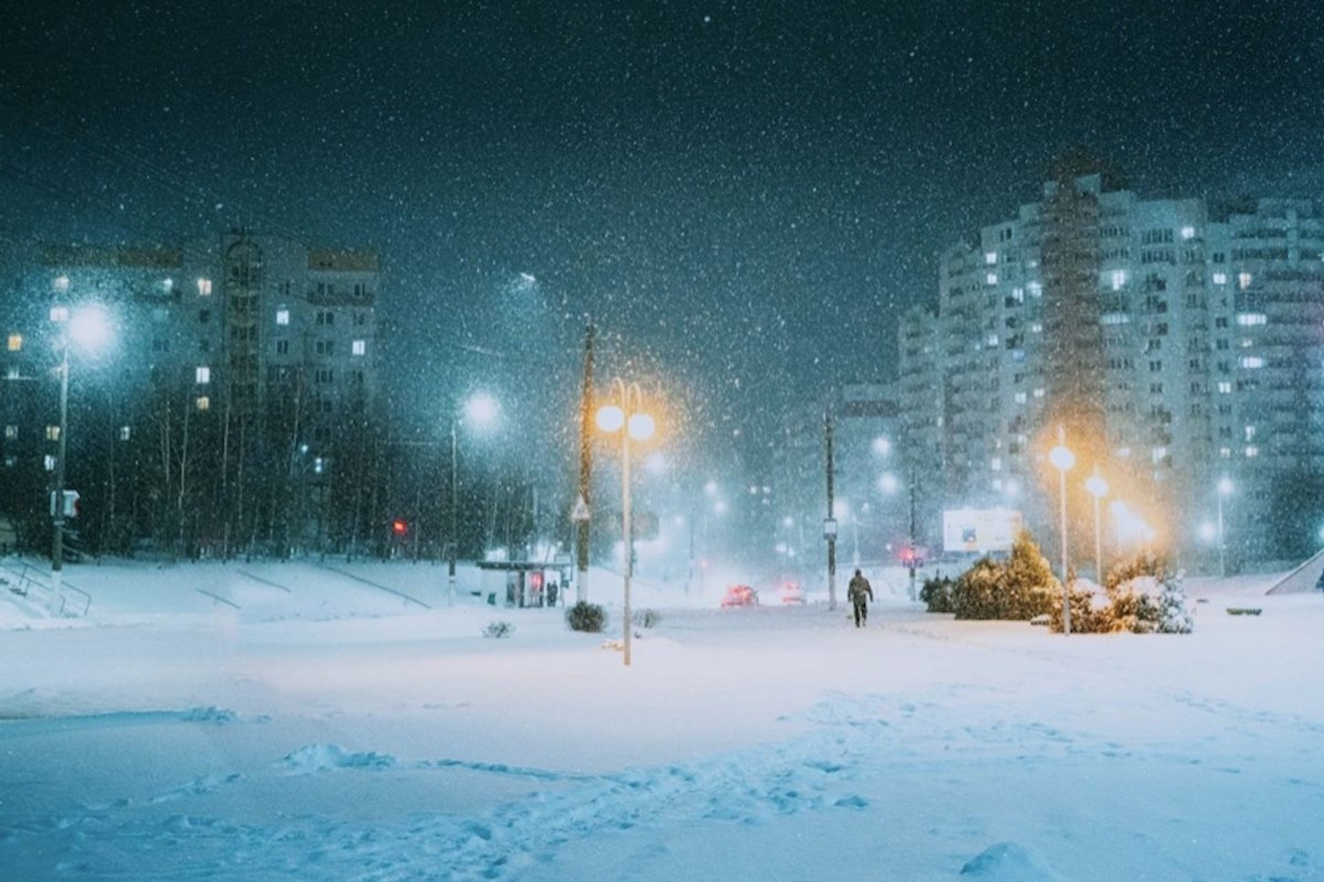 śnieg noc zima