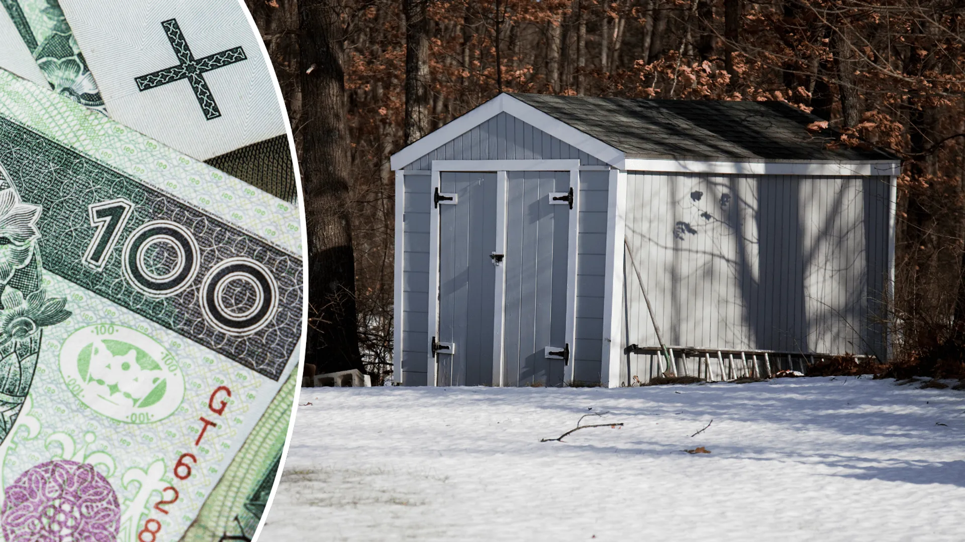 pieniądze, szopa na działce