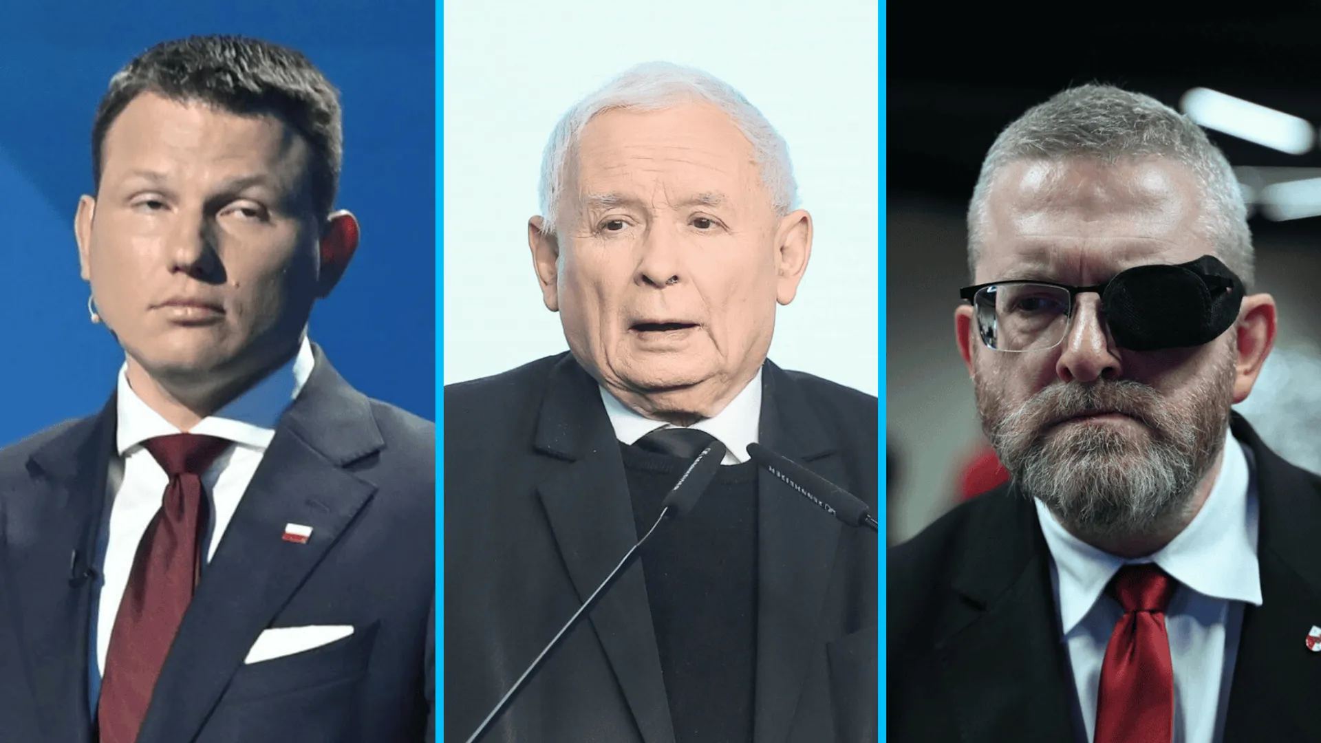 Sławomir Mentzen, Jarosław Kaczyński, Grzegorz Braun, fot. KAPiF, Adam Burakowski/East News, Lukasz Wojcik Images/REPORTER