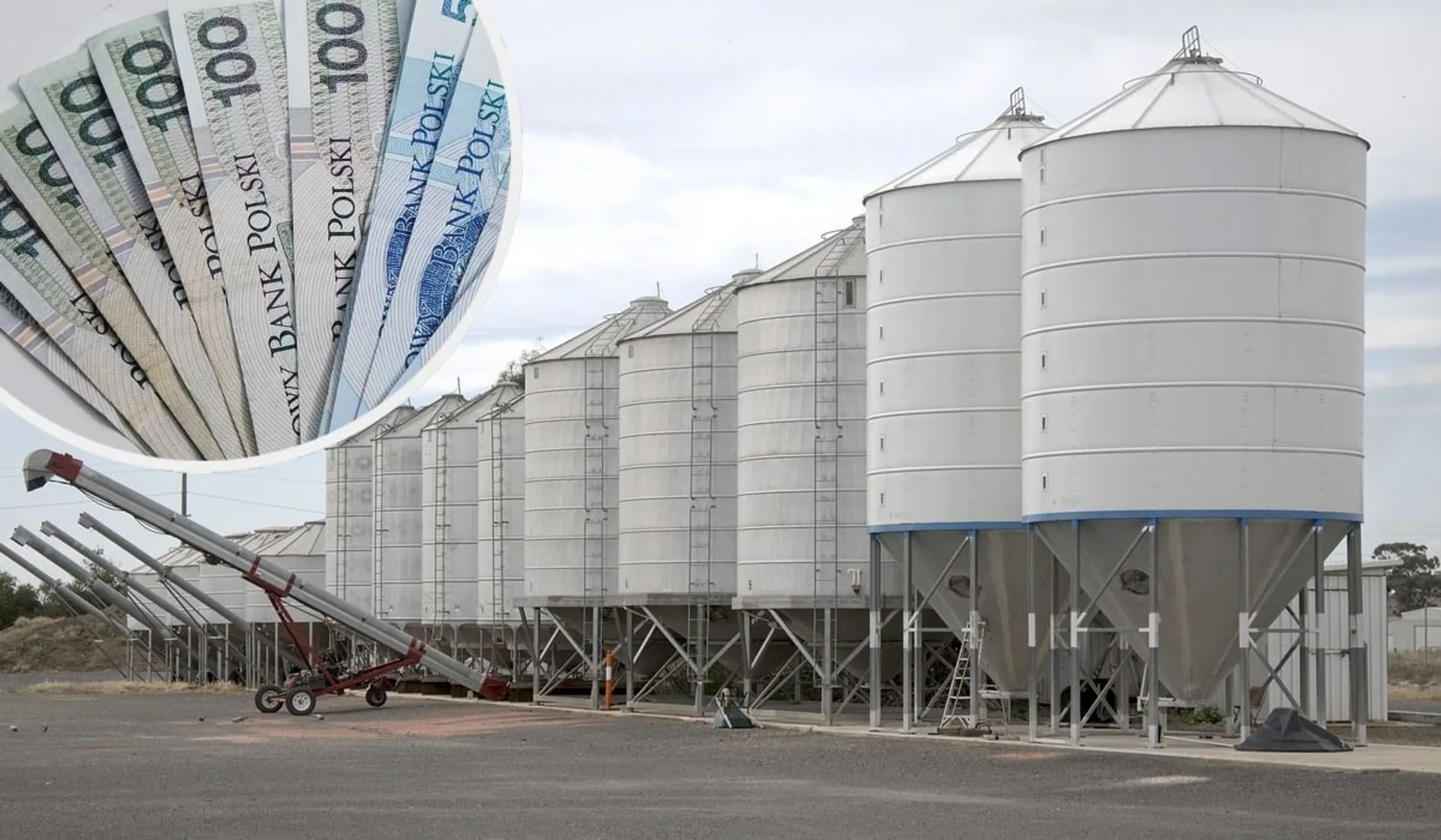 silos zbożowy, plik banknotów
