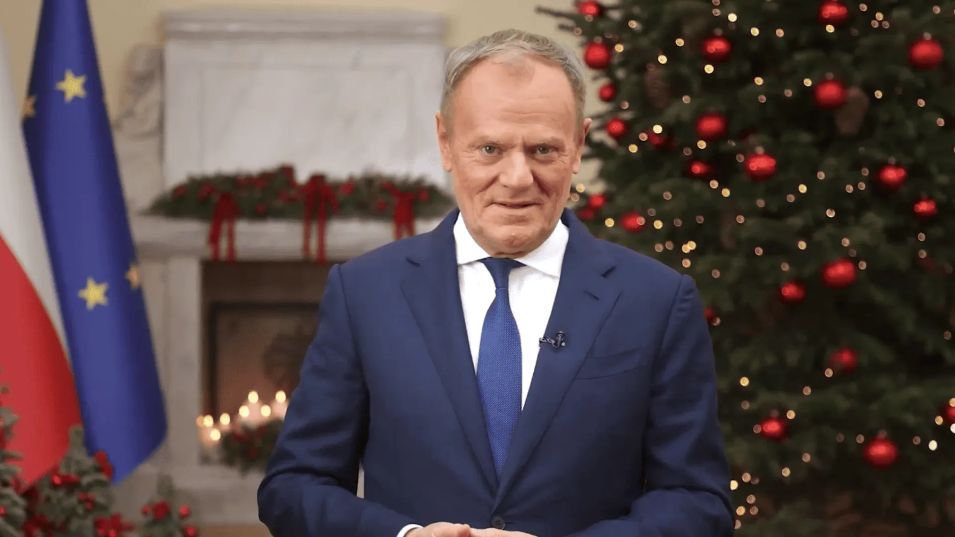 Donald Tusk podczas świątecznego wystąpienia opublikowanego w mediach społecznościowych.