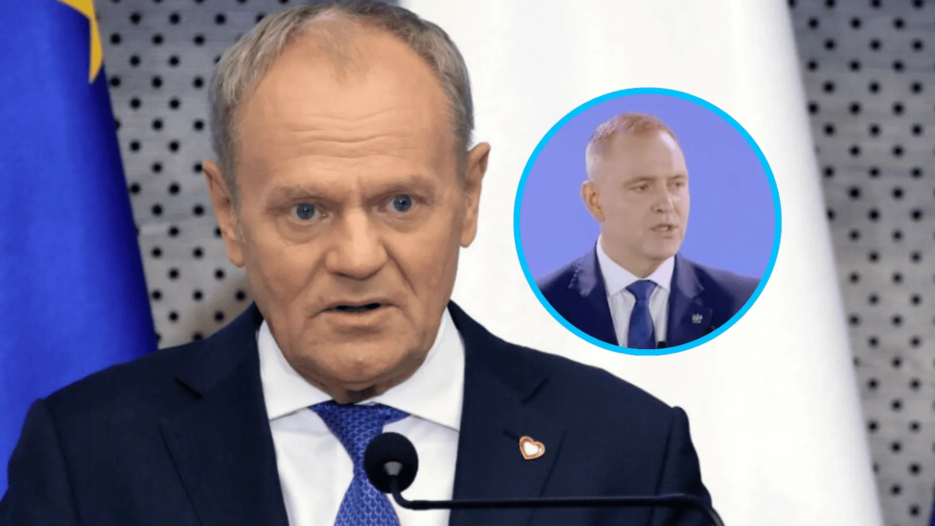 Donald Tusk, Karol Nawrocki (w kółku)