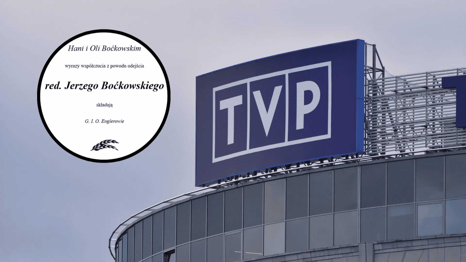 Logo stacji TVP, nekrolog Jerzego Boćkowskiego