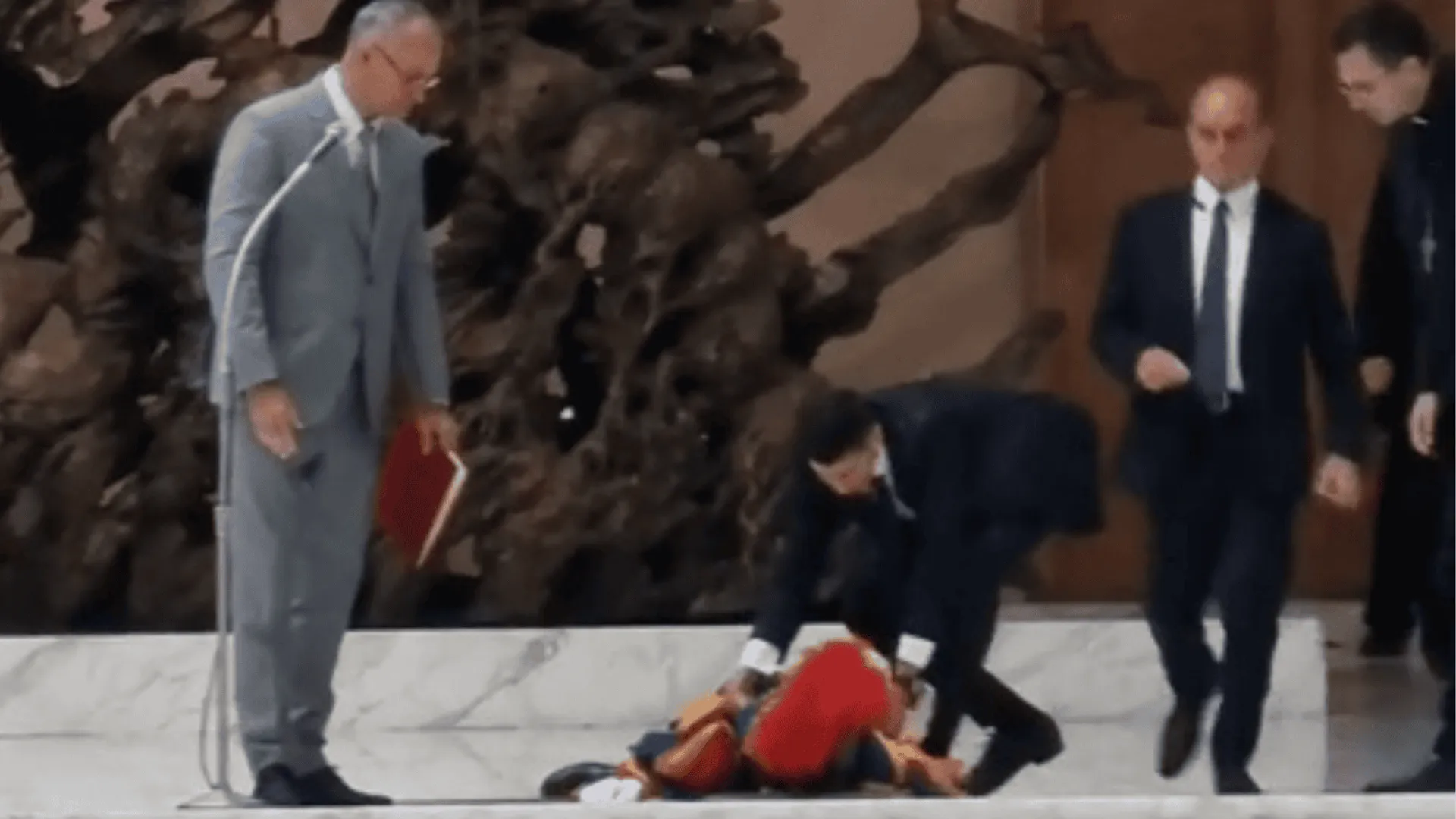 Papież przerywa wystąpienie gdy gwardzista szwajcarski upada na ziemię