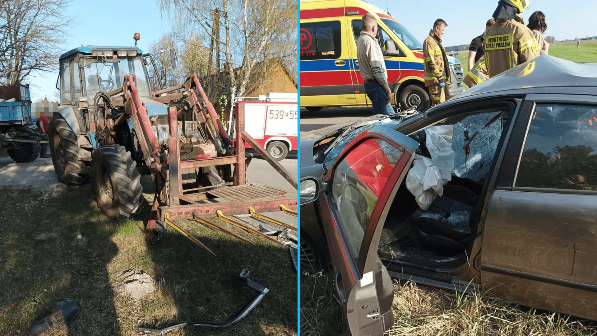 Wypadek, fot. KP PSP w Sieradzu