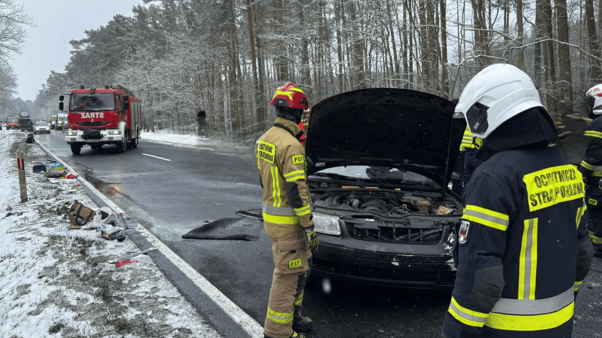 Zderzenie czterech aut, fot. OSP Solec Kujawski/Facebook