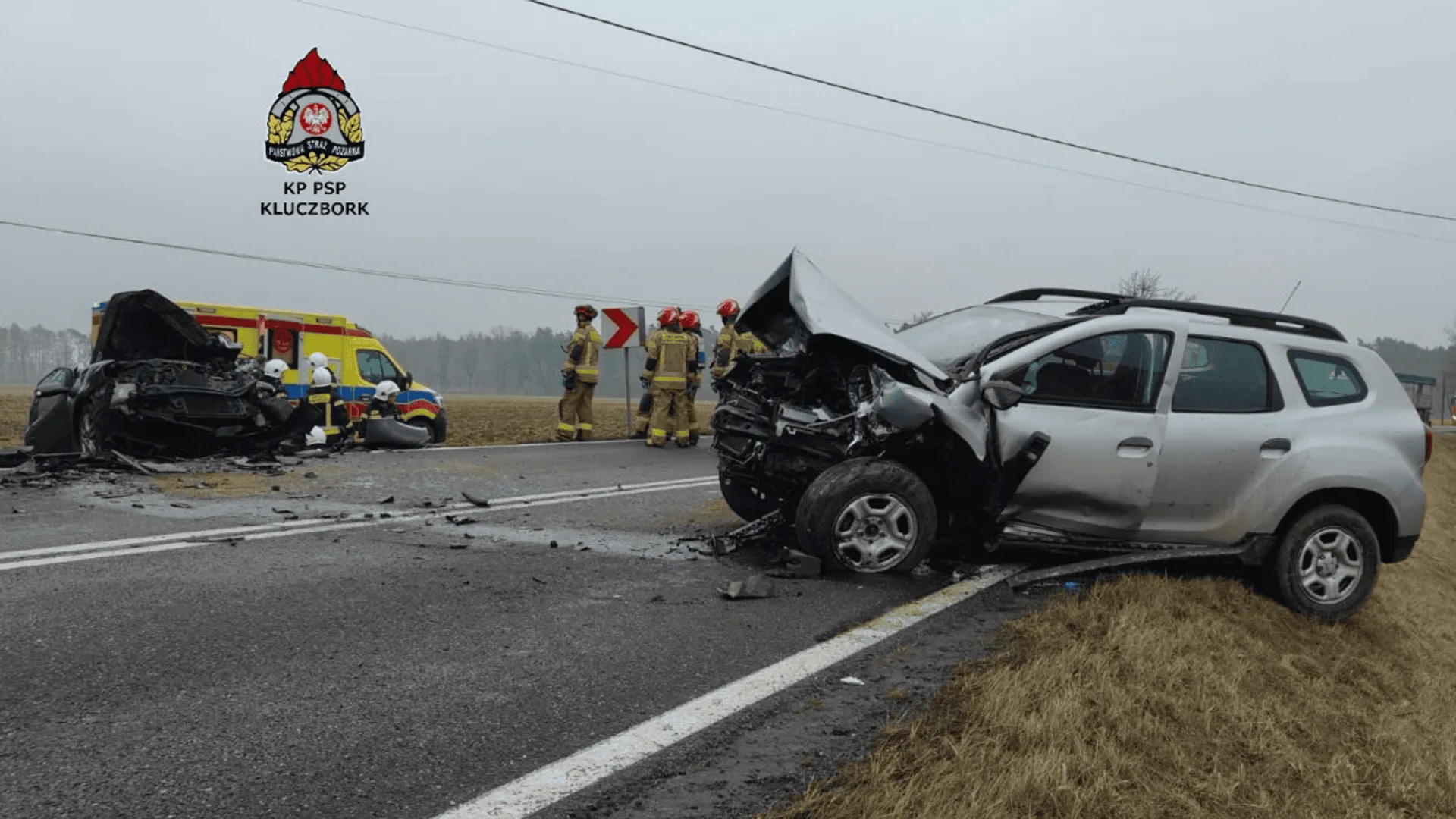 Wypadek na DK45, fot. PSP Kluczbork