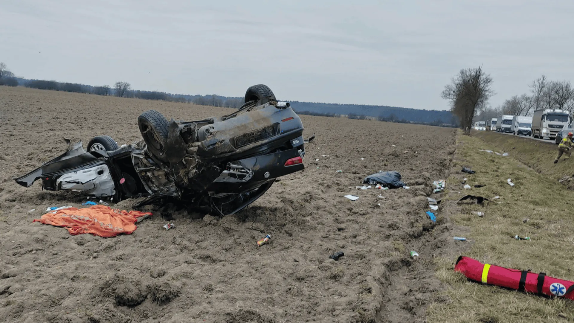Wypadek drogowy w Kawicach, fot. OSP Prochowice/Facebook