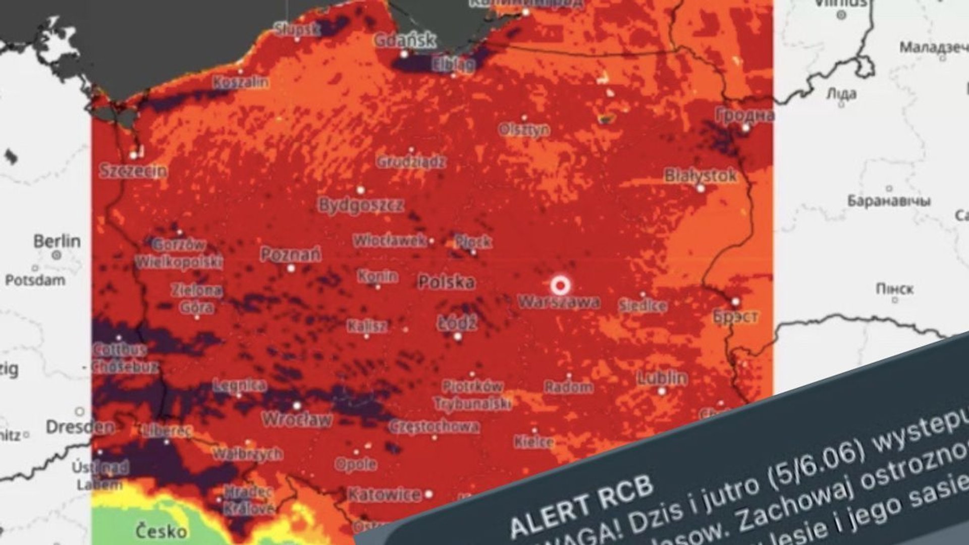 mapa Polski alert RCB