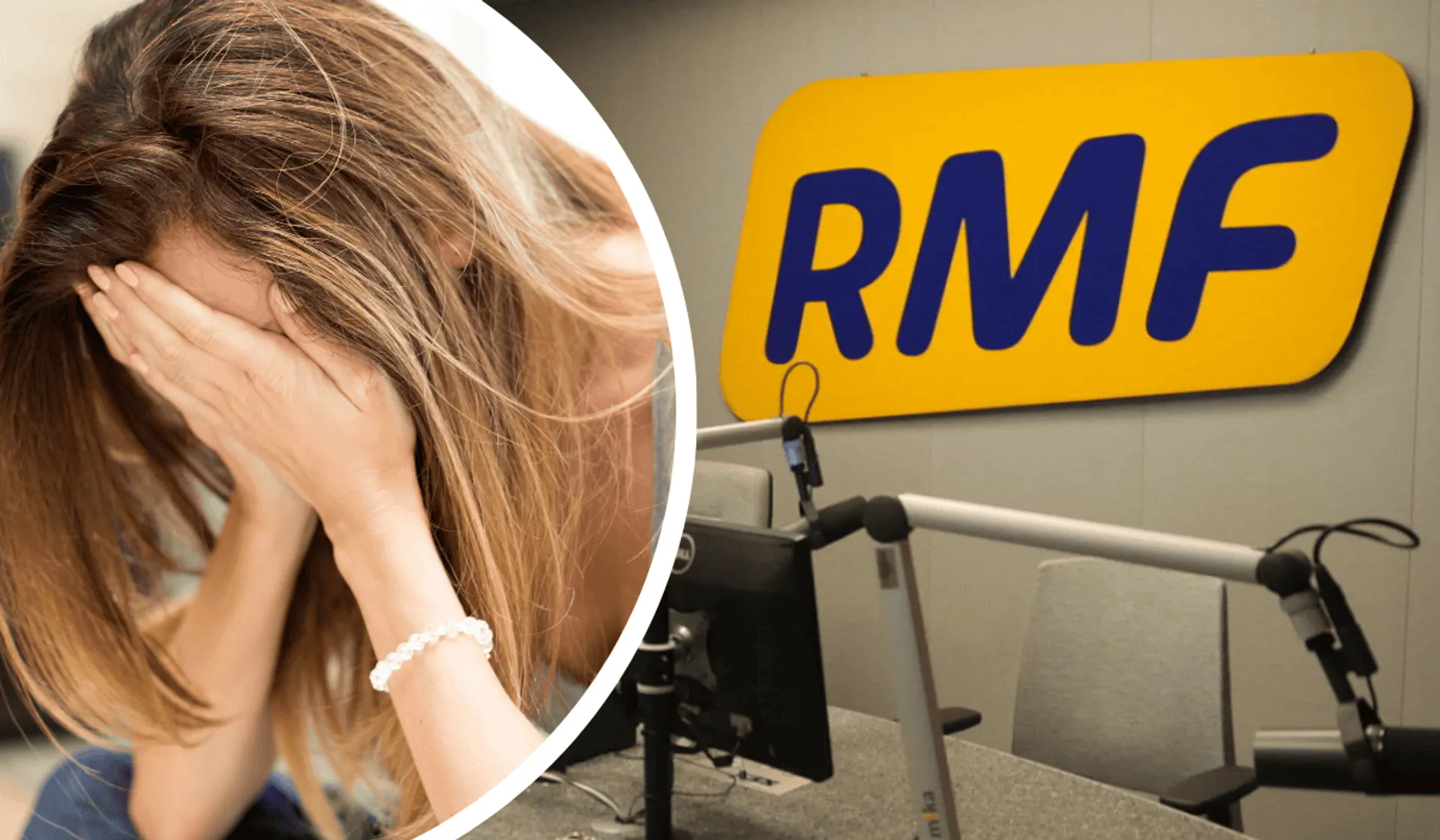 załamana kobieta, studio RMF FM
