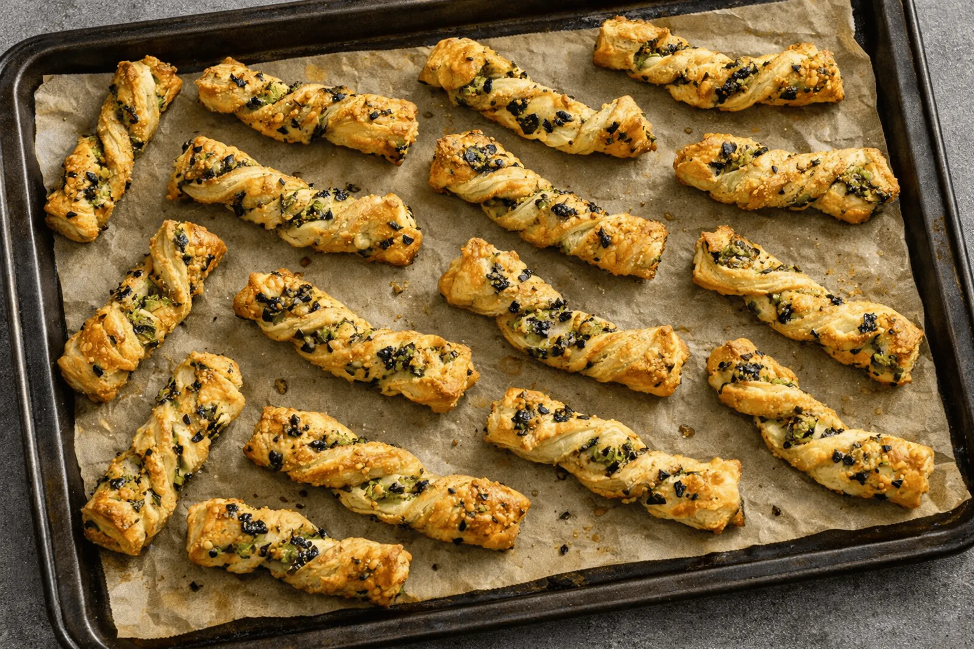 Zawijasy z ciasta francuskiego bez sera - przepis ze szczypiorkiem i imbirem