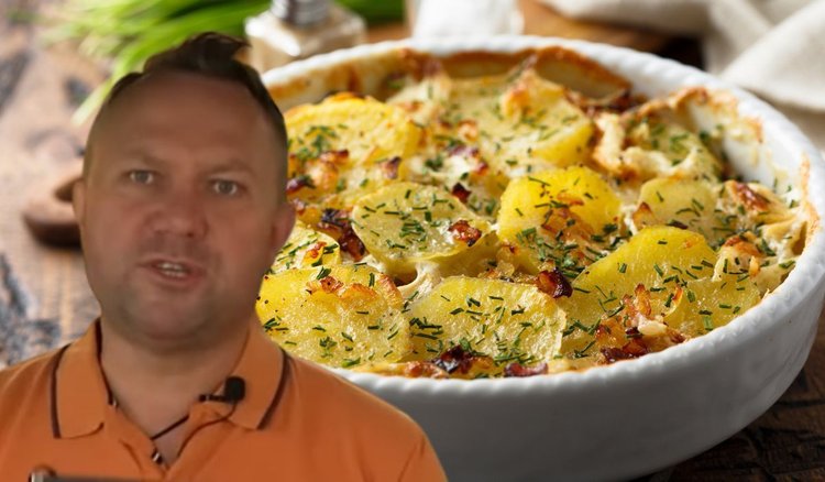 Strzelczyk pokazał, jak zrobić zapiekankę proboszcza. W roli głównej szynka i ziemniaki