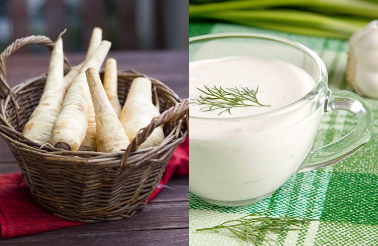 Pieczona w miodzie pietruszka z czosnkiem i sosem aioli