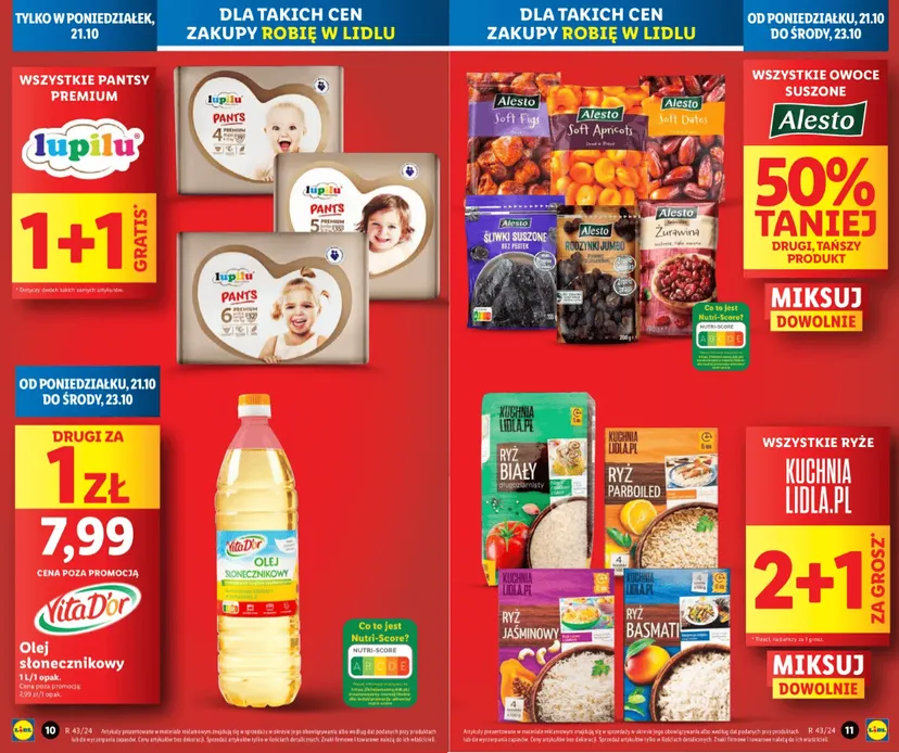 Tylko do środy w Lidlu. Jeden produkt gratis, inne za grosz
