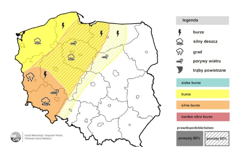 IMGW podnosi pogodowy alarm. Pomarańczowe alerty w sześciu województwach