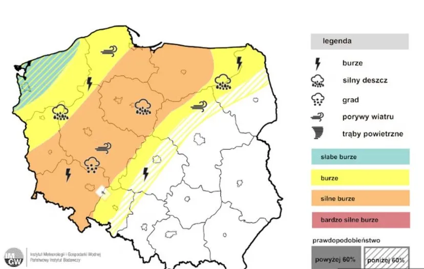 IMGW podnosi pogodowy alarm. Pomarańczowe alerty w sześciu województwach