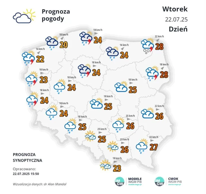Odwrócona pogoda w Polsce. Alerty IMGW dla siedmiu województw. Przed nami nawałnice i ściana deszczu