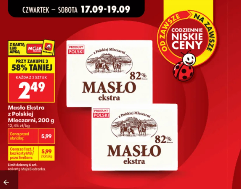 Rekordowe promocje w Biedronce 17 września. Akcje 1+1, masło za 99 groszy, a uwielbiany produkt jak za darmo. Polacy robią zapasy
