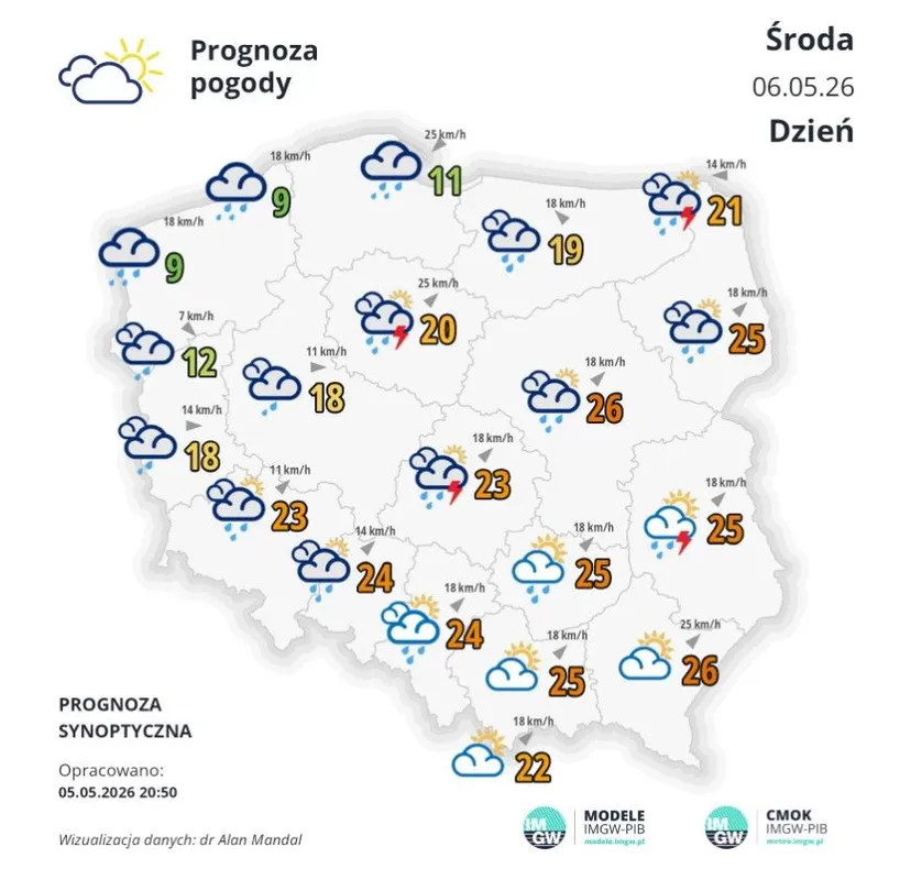 IMGW ostrzega, apogeum burzowe ma nadejść w czwartek. Tutaj zagrzmi najmocniej