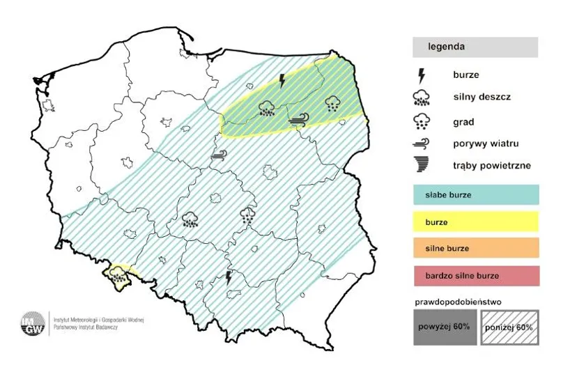 IMGW ostrzega, apogeum burzowe ma nadejść w czwartek. Tutaj zagrzmi najmocniej