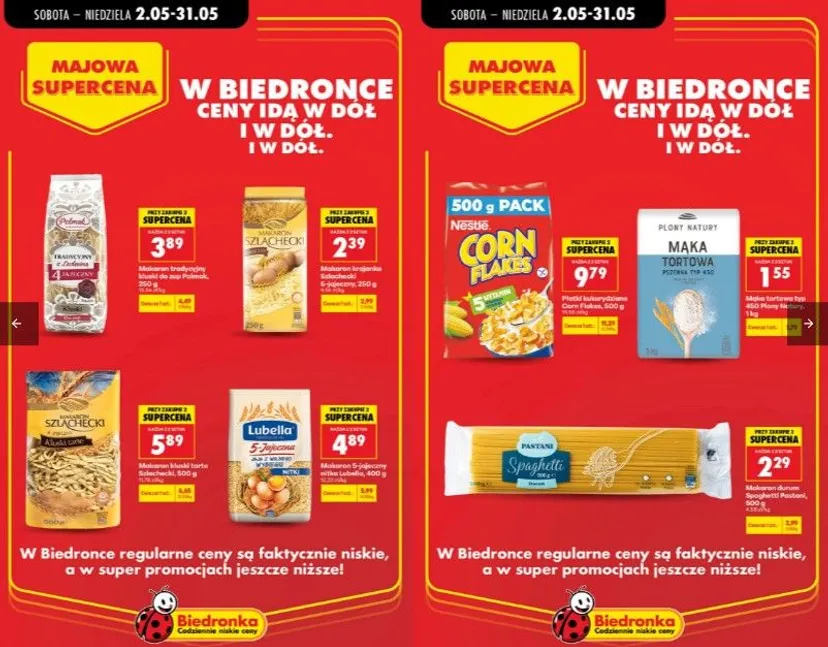 "Majowa Supercena" w Biedronce. Ceny ulubionych produktów poszybują w dół, ale trzeba się spieszyć