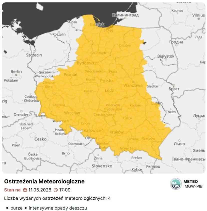 Koniec pięknej wiosny. IMGW ostrzega przed załamaniem pogody, tutaj zagrzmi najmocniej